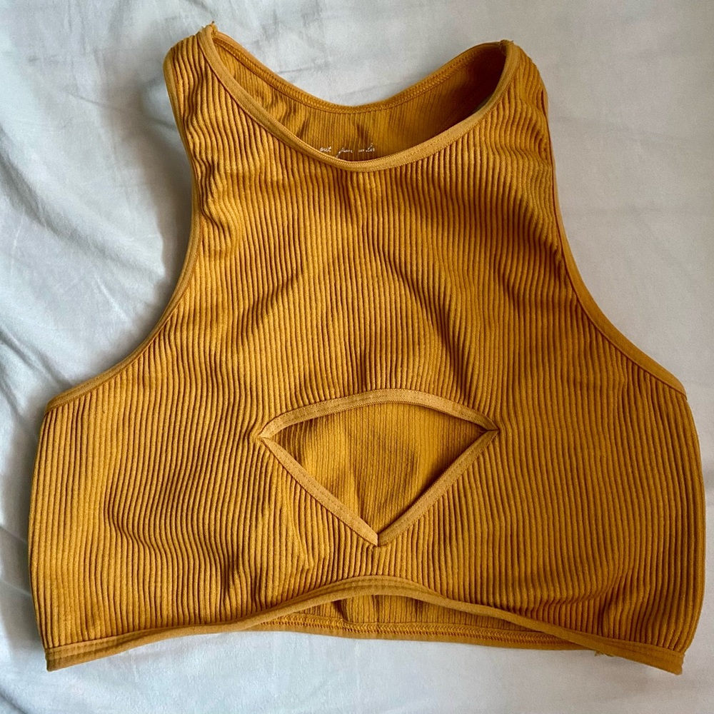 Out from under UO cutout crop top mustard yellow M/L